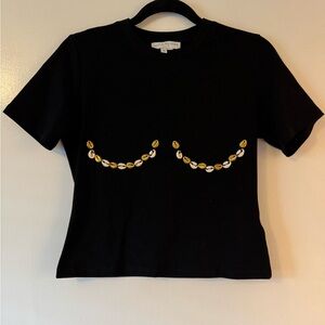 Never Fully Dressed Shell Boob Baby Tee Black